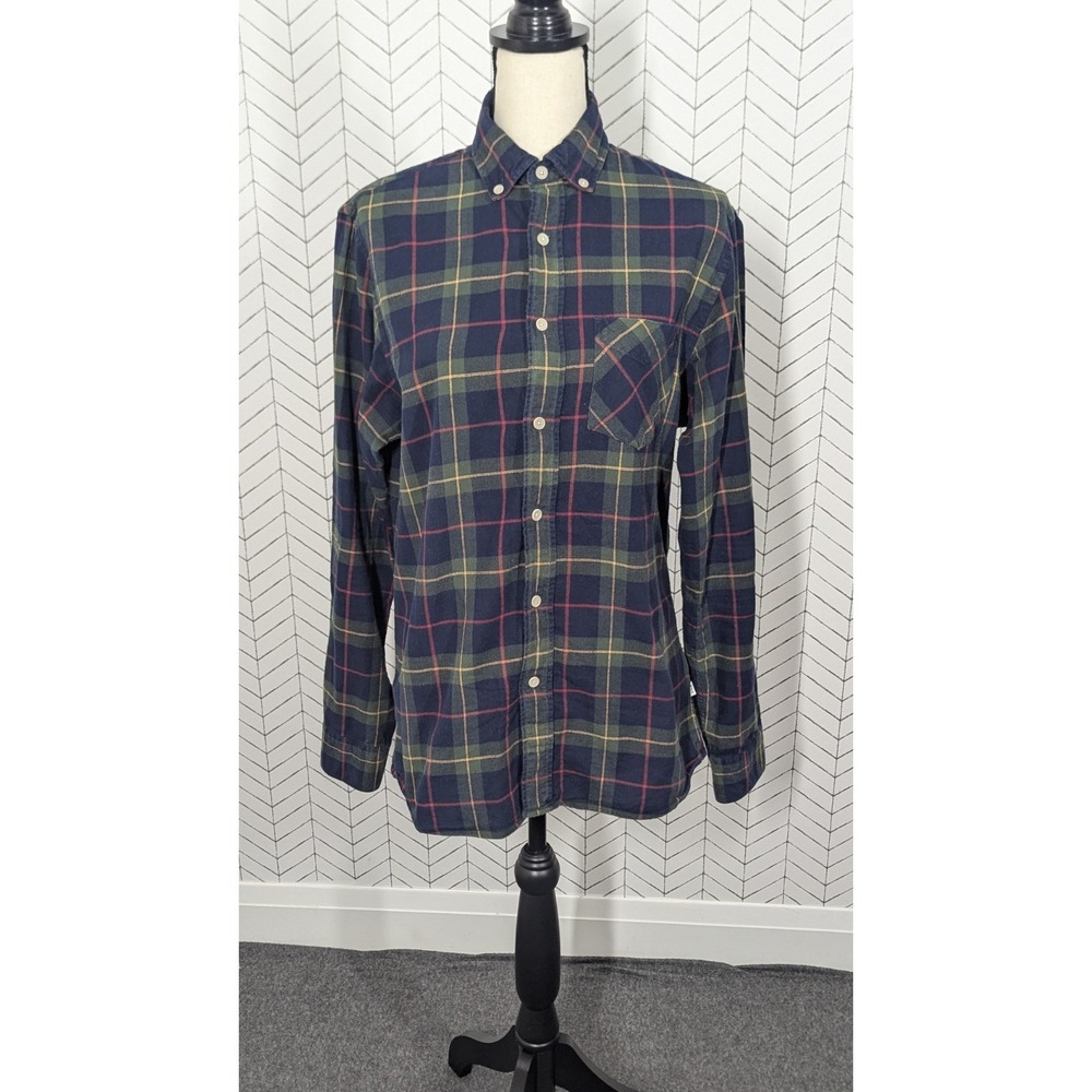 Wax London Shirt Women Small Blue Green Plaid Button Up Equestrian Dark Academia
